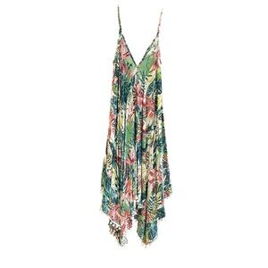 GOA BEACHWEAR by JAPNA Asymmetrical Tropical‎ Dress Pom Poms L